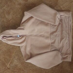 Fabletics Tan Lotta Sherpa Half Zip Jacket - Size Medium